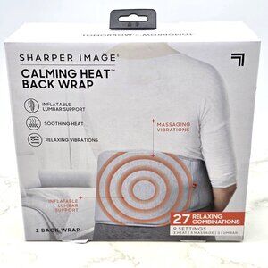 Back Wrap Pad Heating Massage Inflates Lumbar Support USB Car Home SHARPER IMAGE